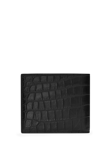 Tiny Monogram East/West Croc-embossed Leather Wallet